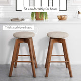 Nathan James Amalia Backless Kitchen Counter Height Bar Stool, Solid Wood with 360 Swivel Seat Antique Coffee/Natural Wheat, Set of 2 Nathan James