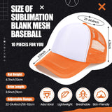 10 Pcs Sublimation Blank Trucker Hats Bulk Mesh Baseball Cap Polyester Mesh Trucker Hat for Men and Women (Multicolor) Tarpop