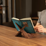 TILISMA Wooden Cook Book Stand – Handmade Walnut Cookbook Holder for Reading Hands Free – Plate Stand for Kitchen Counter – Reading Accessories for Kitchen –Holder for Recepies, Books, Ipad and Tablet TILISMA