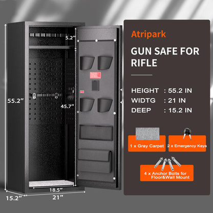 INTERGREAT [2024 New 10-12 Rifle Gun Safe, Gun Safes for Home Rifle and Pistols, Gun Cabinet for Rifles and Shotguns with Gun Rack and Removable Shelf, Large Gun Safe, Flaged Design, Pocket - WoodArtSupply