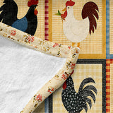 Rustic Country Chicken Throw Blanket – Farmhouse Rooster Hen Patchwork Design Quilt Blanket for Couch, Bed, Sofa – Soft Lightweight Fleece Throw for Farmers, Chicken Lovers (51.1 * 59inch) YunTu