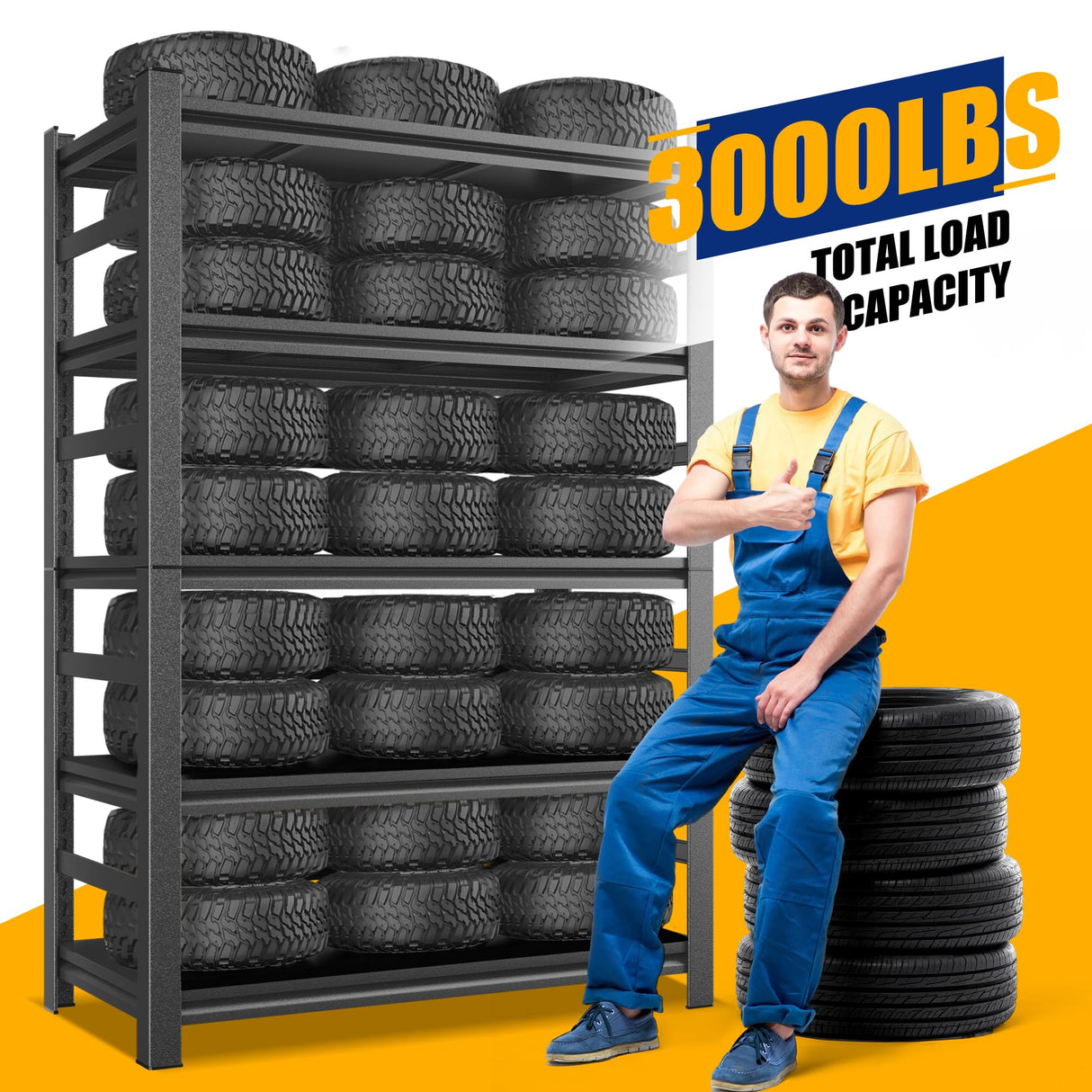 72''H Garage Shelving Heavy Duty Storage Shelves, 5 Tier Adjustable Metal Storage Rack, industrial storage shelves, Steel Shelving, garage shelving units and storage, (23.6"D x 47.3"W x 72"H) SFTORMAS