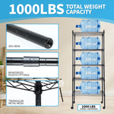 YSSOA Healsmart 5-Tier Heavy Duty Shelving Units Adjustable, 30 "D x 14" W x 65 "H Wire Shelf with 1000 lbs Capacity, Black HealSmart