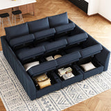 Belffin Large Modular Sectional Sofa Sleeper Sectional Couch with Storage Velvet Sectional Sofa Bed for Living Room, 9 Seats, Blue Belffin