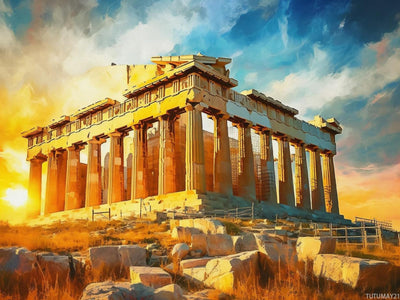 TUTUMAY21 Diamond Art Painting Kits for Adults Parthenon Temple on The Acropolis of Athens Greece 5D DIY Round Drill Paint with Diamond Dots for Home Wall Decor 12x16 inch