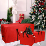 RICHIE Christmas Tree Storage Bag 7.5 ft (3pc Set), Fits Up to 7 Foot Artificial Trees, 600D Oxford Tear-proof Xmas Tree Bag, Reinforced Handles&Zippered&Durable, Holiday Decoration Storage Bags, Red RICHIE