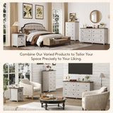 Lifewit Farmhouse Nightstand with Power Outlets and USB Ports, Bedside Table with 2 Drawers and 1 Open Storage Space, Side Table, End Table, Night Stand for Bedroom, Rustic White Lifewit