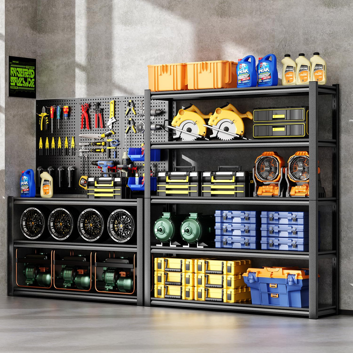 Welfiya 36" W Garage Shelving,5-Tier Heavy Duty Shelving Unit,3000LBS Adjustable Metal Storage Shelves,Storage Rack Units for Industrie,Shed,Warehouse,Basement,Black,36" W x 16" D x 72" H Welfiya