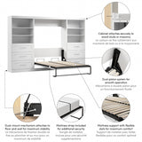 Bestar Pur Full Murphy Bed and 2 Shelving Units with Drawers, 131-inch Space-Saving Wall Bed Bestar