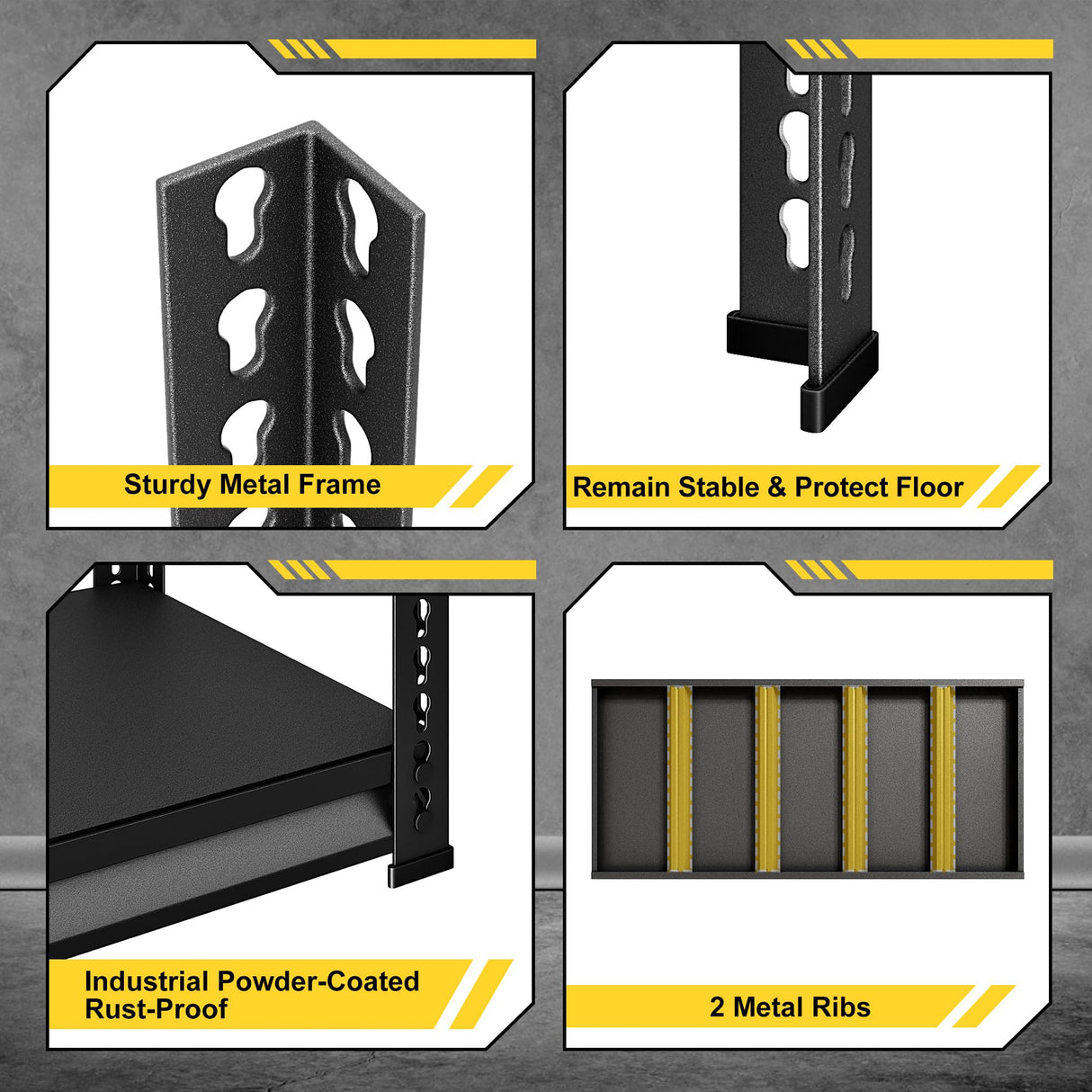 Rufokisa 48" W Garage Shelving Heavy Duty，3000LBS Loads Metal Shelving Units and Storage,5-Tier Garage Storage Shelves Heavy Duty, Industrial Utility Shelves,48”W x 24”D x 78”H(Black) Rufokisa