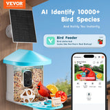 VEVOR Bird Feeder with Camera, Smart Bird House Camera Solar Powered, Wireless Vedio Birdhouse with AI Identify Resolution, 2K Full HD, Auto Detect & Notify, Ideal Present Choice for Bird Lover VEVOR