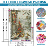 Christmas Tree House Bird Diamond Painting Kits for Adults, 5D Diamond Art Kits for Adults Beginners, DIY Full Round Drill Diamond Dot Painting Gem Art Kits for Adult, Home Wall Decor 11.8x15.7 Inch LKHMVCA