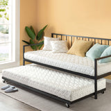 ZINUS Eden Metal Daybed with Trundle, Mattress Foundation with Steel Slat Support, Easy Assembly, Twin Zinus