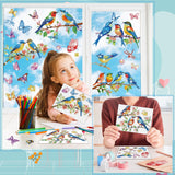 Saillong 32 Pcs Spring Diamond Painting Window Stickers Hummingbird Butterfly Flower Stained Glass Window Decals Spring Diamond Art Kits for Adults DIY Accessories Home Decor Saillong