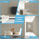 Art3d 4-Pack Glue-On Six-Grid Wainscoting Panel for Interior Wall Decor - 104 x 12 Inch Polystyrene Ultralight Slim Slat Wall Panels for Living Room Bedroom, Oak Art3d