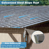 SHPAI 12’ x 16’ Lean to Gazebo, Outdoor Wall Mounted Gazebo Aluminum Frame, Hardtop Pergola with Galvanized Steel Sloping Roof for Patio Deck Garden Backyard, Curtain and Netting Included SHPAI