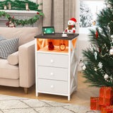 LTTDOUK LED Nightstand with Charging Station, Tall Dresser for Bedroom with LED Light, Side Table Bedside Tables with USB Ports and Outlets, White End Table with Drawer for Bedroom, Living Room LTTDOUK