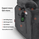 MCombo Oversized Power Lift Recliner Chair for Elderly, Dual Motor Lift Chair with Heat and Massage, Lay Flat Lift Chair for Big and Tall, Cup Holders, Fabric R7891 (Oversize, Dark Gray) MCombo