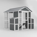 YOPTO Outdoor Wooden Chicken Coop for 10 Chickens,Large Hen House Poultry Habitat Pet Hutch Run Cage with 2 Chicken Nesting Boxes,Walk in Chicken Coops Run W/Ramp and Run,Waterproof Roof,(80"×82"×69") YOPTO