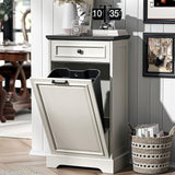 Spurgehom 13 Gallons Tilt Out Trash Cabinet Free Standing Kitchen Trash Garbage Bin Recycling Trash Cabinets with Hideaway Drawer Pet Proof Trash Can Holder for Kitchen, Antique White and Black Spurgehom