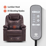 MCombo Large Lay Flat Dual Motor Power Lift Recliner Chair Sofa with Massage and Heat, USB Ports, Extended Footrest, for Elderly People, Infinite Position, Faux Leather 7815 (Dark Brown) MCombo
