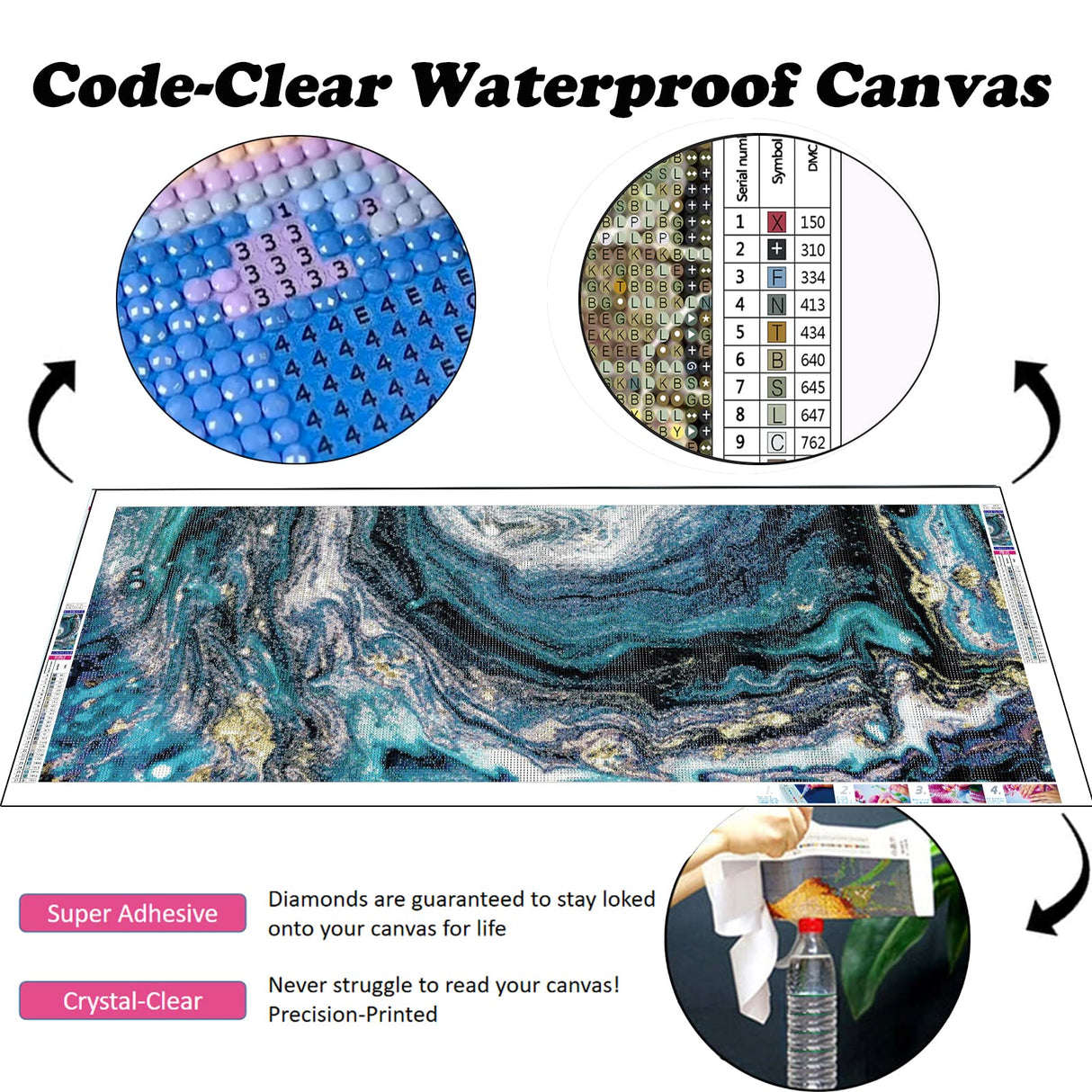 YALKIN 5D Large Diamond Painting Kits for Adults (35.4x15.7inch), Abstract Full Round Drill Wave Pictures Arts Paint by Diamonds Kits Diamond Art Kits for Home Wall Decor Relax Gift YALKIN