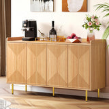 YITAHOME Modern Natural Wood Sideboard Buffet Cabinet with Carved Doors for Living Room and Dining Room YITAHOME