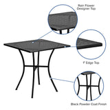 Flash Furniture Oia 28" Commercial Grade Steel Patio Table, Modern Square Rain Flower Design Outdoor Dining Table, Black Flash Furniture