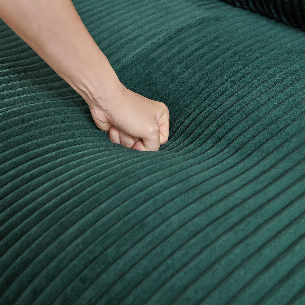 JUSTONE 122" Curved Sofa Cloud Couch for Living Room, Modern Corduroy Curved Upholstered Sofa with Pillows, 4-Seat Sofa Couch for Home Apartment Office (Right-Facing,Green) JUSTONE