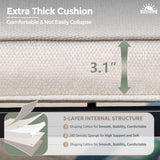 7 Pieces Patio Dining Set, 6 x Woven Rattan Chairs with Waterproof Cushion, 59" Rectangular Metal Dining Table with Umbrella Hole, Outdoor Table and Chairs Set for Backyard Lawn and Deck, Beige SUNSHINE VALLEY