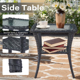 Belord Patio Rocking Chairs Wicker Set - Outdoor Rocking Chairs Set of 2 with Side Table, 3 Piece Patio Rocker Furniture Set with Water-Resistant Cushions for Porch Balcony Backyard Black Belord