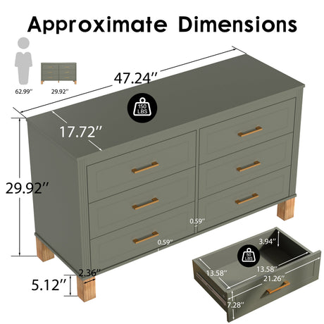 6-Drawer Double Dresser in Olive HouseOfZazla
