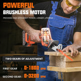 Cordless Reciprocating Saw With 8 Blades – Brushless Motor, Variable Speed 0‑3200 SPM, 2×2000mAh Batteries, Tool‑Free Blade Change, Power Reciprocating Saw for PVC Wood, Metal Cutting DIY olmlmo