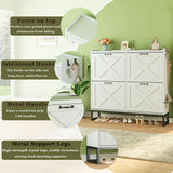 HUAHUU Shoe Cabinet with 4 Flip Drawers, Shoe Storage Cabinet with Mounted Rack & Adjustable Shelves, Shoe Cabinets Storage for Entryway, Hallway, Narrow Shoe Cabinet with Metal Legs, White HUAHUU