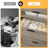 HOSTACK Modern 5 Drawer Dresser, Tall Dresser Chest of Drawers with Metal Handles, Wood Dressers Storage Cabinet with Anti-Drop Fence & Fluted Glass for Living Room, Entryway, Ash Gray HOSTACK