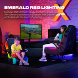 X Rocker Emerald RGB LED Youth Floor Rocking Video Gaming Chair with Headrest Speakers, Armrests, Foldable, Vegan Leather, 200 lbs Max, Amazon Exclusive, Black X Rocker