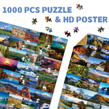National Parks Puzzle for Adults 1000 Pieces, Landscape Nature Puzzle as National Parks Wall Decor, American Scenery Mountain Jigsaw Puzzle Including Yellowstone, Yosemite, Zion PPuzzling