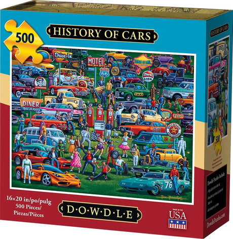Dowdle Jigsaw Puzzle - History of Cars - 500 Piece D·O·W·D·L·E