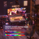 armocity Computer Desk with LED Lights, 55 Inch Desk with Power Outlet and USB, Reversible Large Desk with Moveable Monitor Stand, 55.2'' Gaming PC Table for Home Office, Workstation, Grey and Black armocity