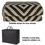 Ridota Reversible Mats, Outdoor Patio Rugs, Plastic Straw Rug, Modern Area Rug, Floor Mat for Outdoors, RV, Patio, Backyard, Deck, Picnic, Beach, Trailer, Camping (Diamond Black & Beige, 5' x 8') Ridota