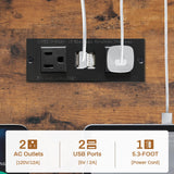 SEDETA L Shaped Desk with Storage Shelves, 63” Reversible U Shaped Office Desk, Gaming Desk with Power Outlet and LED Lights for Home Office, Rustic Brown SEDETA