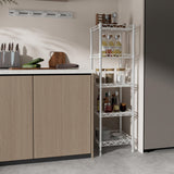 GIOTORENT 5 Tier Standing Shelving Metal Units, Adjustable Height Wire Shelf Display Rack for Laundry Bathroom Kitchen 11.8 W x 11.8 D x 50 H (5-Tier, White) GIOTORENT