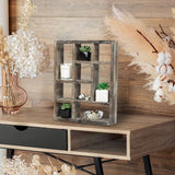 J JACKCUBE DESIGN Rustic Multi-Slot Shelf Cube Display 9 Compartment Shadow Box Wall mountable Shelf for Collection Square Freestanding Case Farmhouse Décor - MK570A (Rustic Wood) J JACKCUBE DESIGN