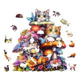 Wooden Puzzles for Adults, Wooden Jigsaw Puzzles for Adults Kids, Cat Family-2 Unique Shaped Wood Puzzles Adult, Creative Birthday Gifts for Friends Family Game (13.4 * 12in 230pcs) Lovpippi
