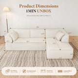 Vesgantti 106" Cloud Sectional Couch with Chaise, Deep Seat Modular Sectional Sofa Chenille Memory Foam Sofa Boneless Couches for Living Room Bedroom, No Assembly Required (Beige, Right-Facing Chaise) Vesgantti