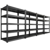 REIBII 72" H Garage Shelving Load 2500 LBS, Heavy Duty Storage Shelves, 5-Tier Adjustable Garage Shelves for Warehouse, Basement, 72" H x36 W x18 D, Black, 4 Pack REIBII