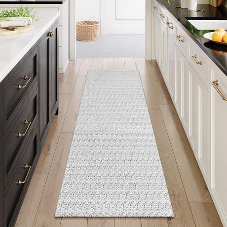 Collive Hallway Runner Rug 2x6 Kitchen Runner Rugs Non Slip Rubber Backed Gray Cotton Carpet Washable Farmhouse Rug Runners for Hallways Boho Floor Runners for Bedroom Entryway Laundry Collive