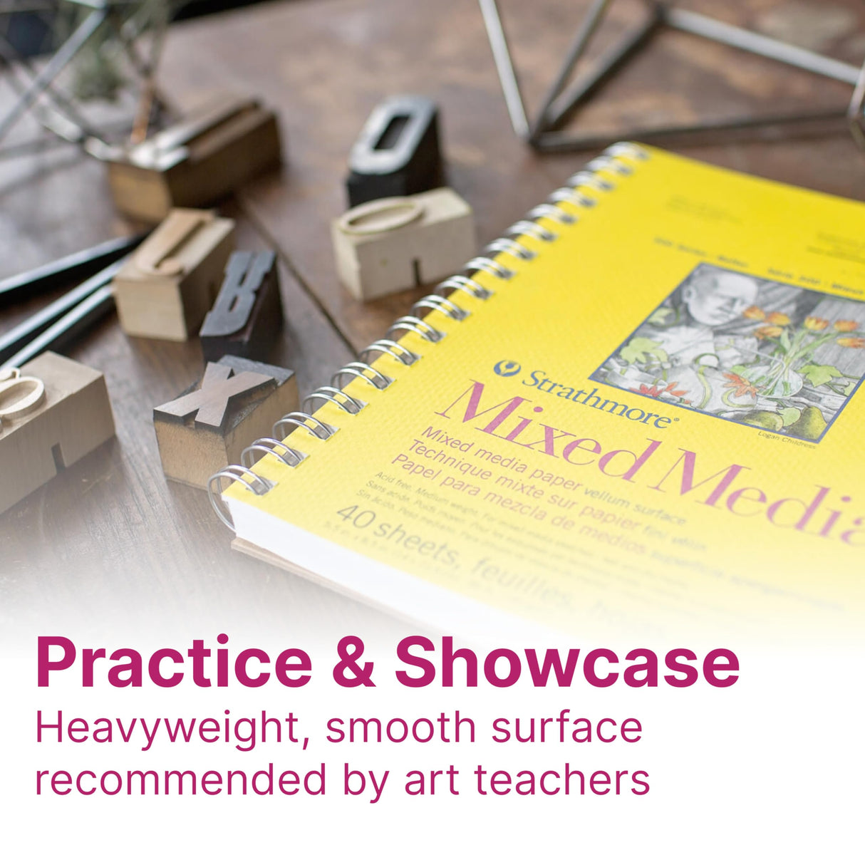 Strathmore 300 Series Mixed Media Paper Pad, Tape Binding, 36 Sheets, White, 4x6 inch, 1 Count Strathmore