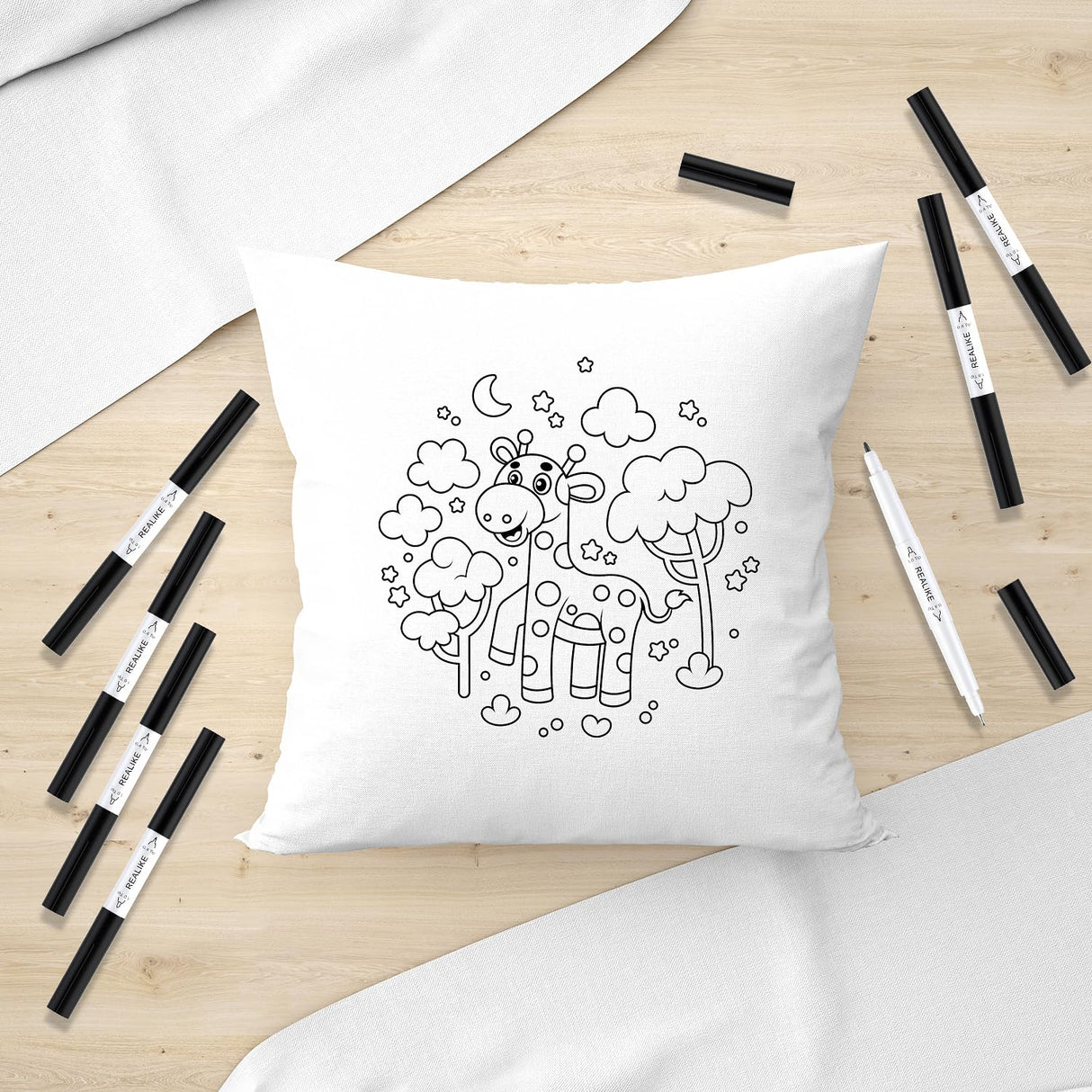 REALIKE Dual Tip Infusible Pens for Cricut Maker 3/Maker/Explore 3/Air 2/Air, Black Pens Set of 7 Pack Dual Tip Sublimation Markers Pens for Cricut Mug Press/Heat Press (0.4 Tip & 1.0 Tip) REALIKE