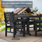 HDPE Dining Table Set for 10,12-Piece Outdoor Table and Chairs Include 10 Dining Chairs and 2 Pcs 62.5" Patio Dining Table with Umbrella Hole (Black) AZXZCS
